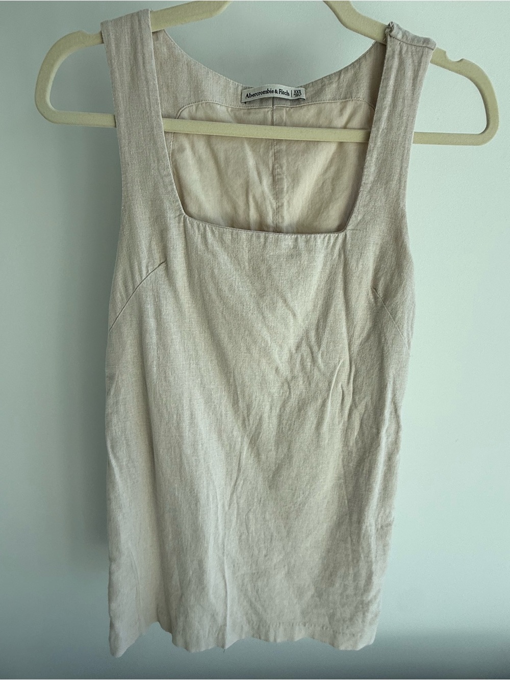 Abercrombie & Fitch Beige Linen/Cotton Square-Neck Mini Dress
